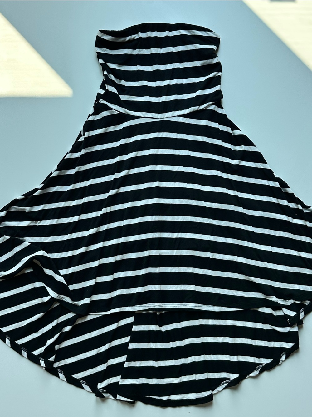 Studio Y Black & White Striped Strapless Dress